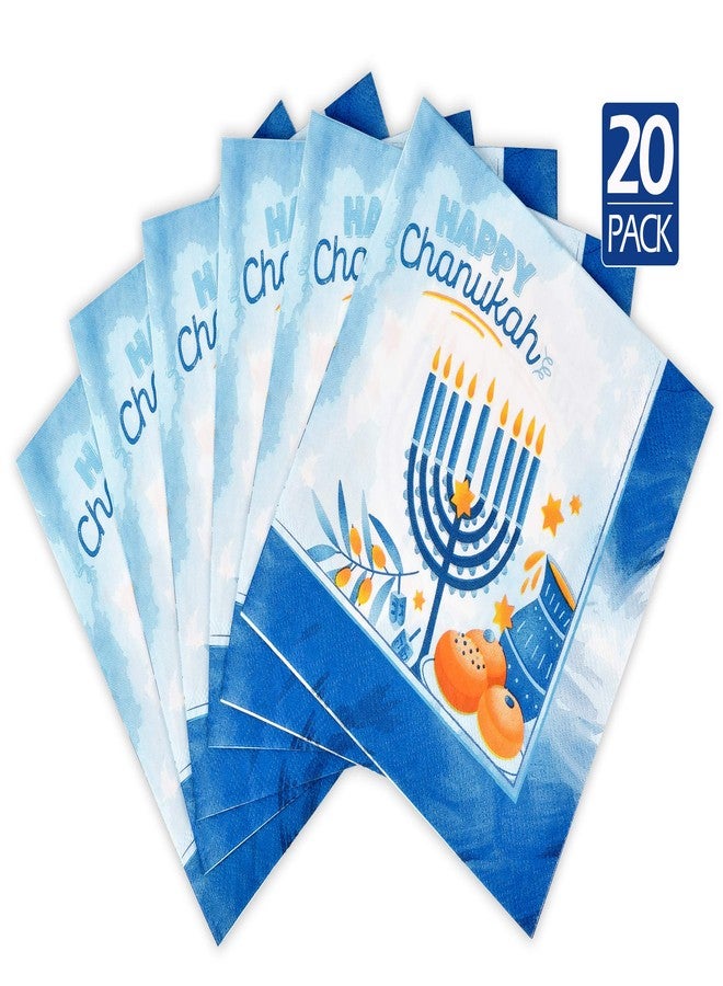 Izzy 'n' Dizzy Hanukkah Napkins, Hanukkah Paper Goods, Blue and White Chanukah Themed Party Supplies (Pack of 20) - Image 3
